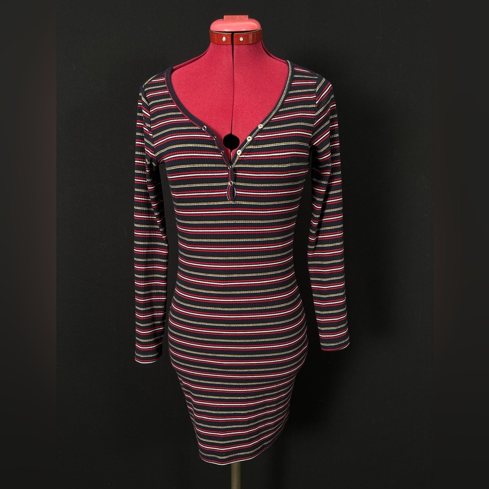 Garage Multicolour Striped Long Sleeve Tight Dress